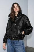 Raven Oversized Leather Bomber Jacket