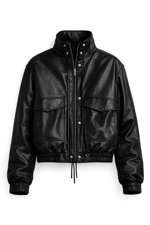 Raven Oversized Leather Bomber Jacket